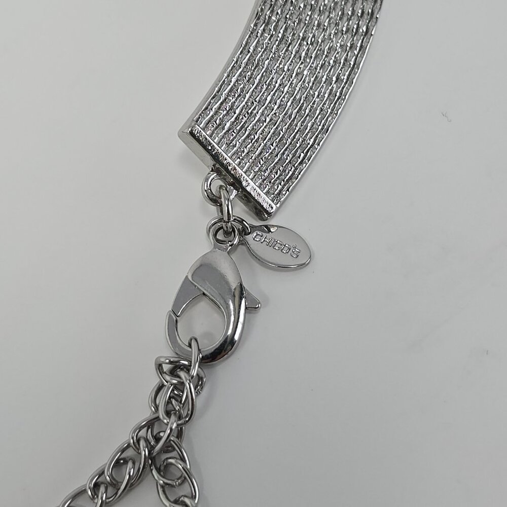Chico’s Silver Tone Statement Collar Necklace Tex… - image 7